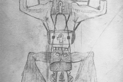 CA2781 -Roeland Street Prison Drawings on inside of cell door No.14 of C.A. 2779, June 1977